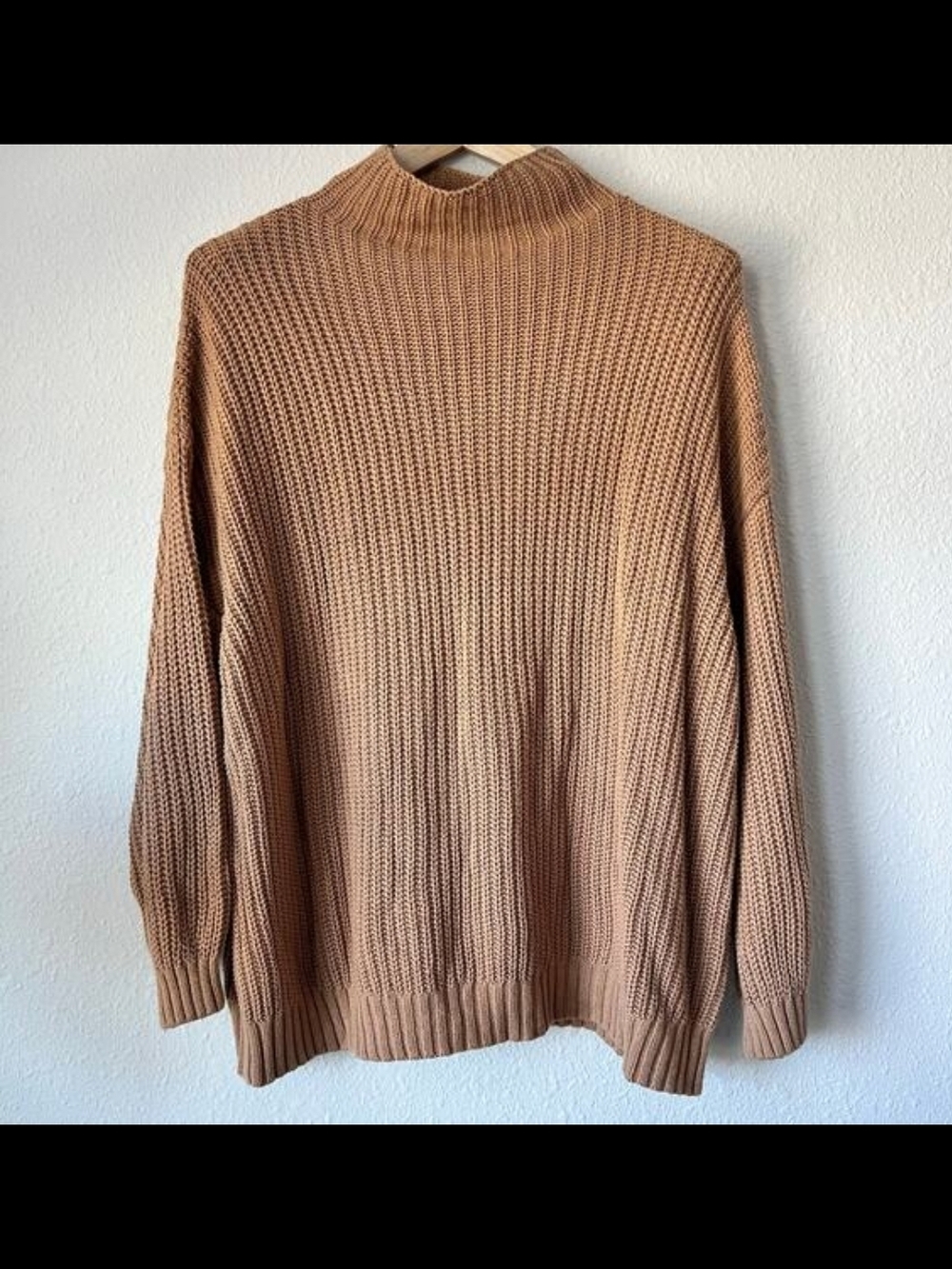 American Eagle Outfitters Camel Ribbed Mock Neck Sweater